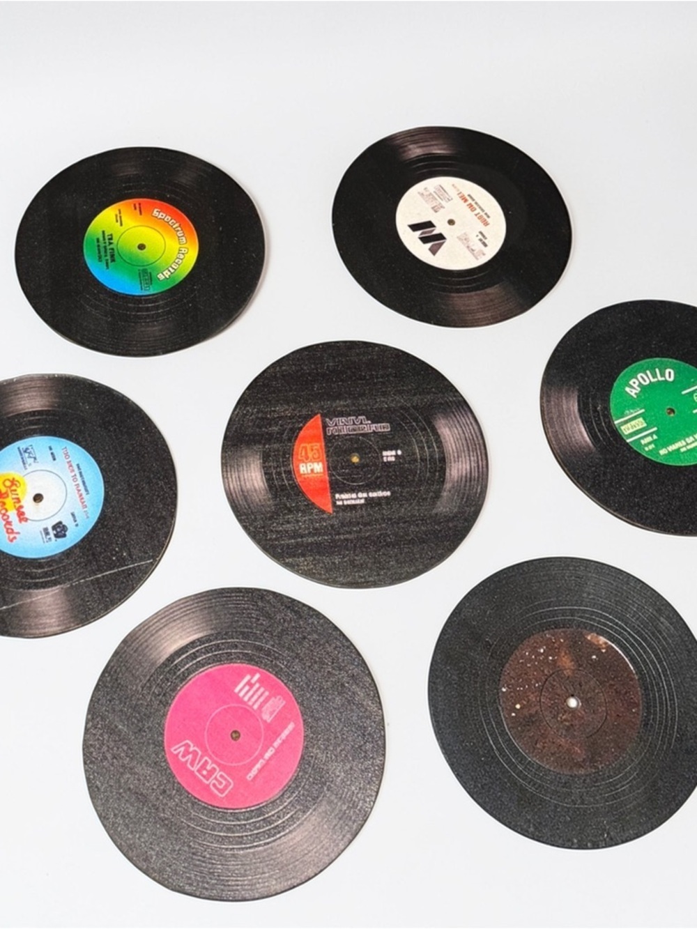 Retro Vinyl Inspired Record Coasters Set of 6 | Wooden | NWOT - Picture 5 of 16
